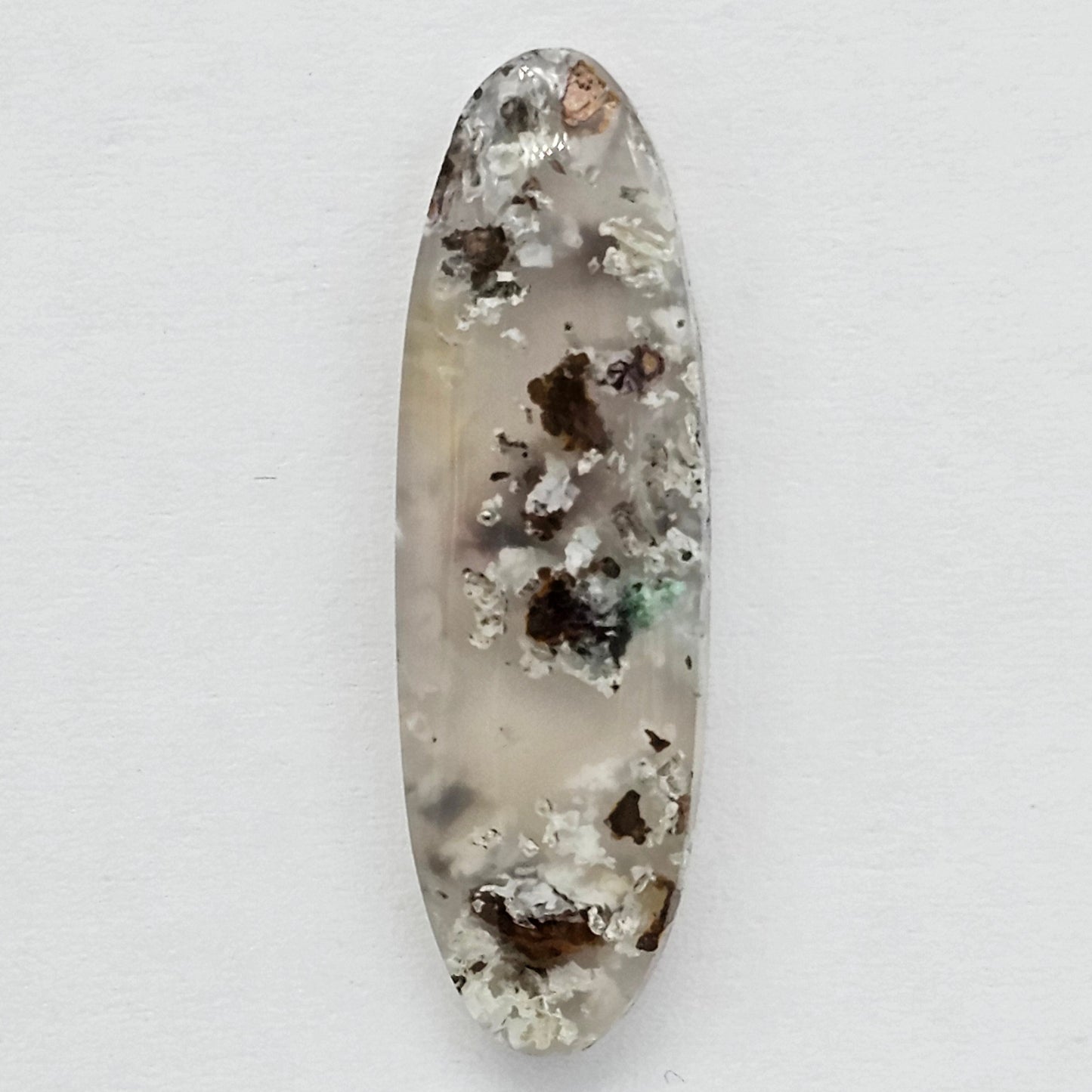 Chalcedony with Native Copper Agate Cabochon