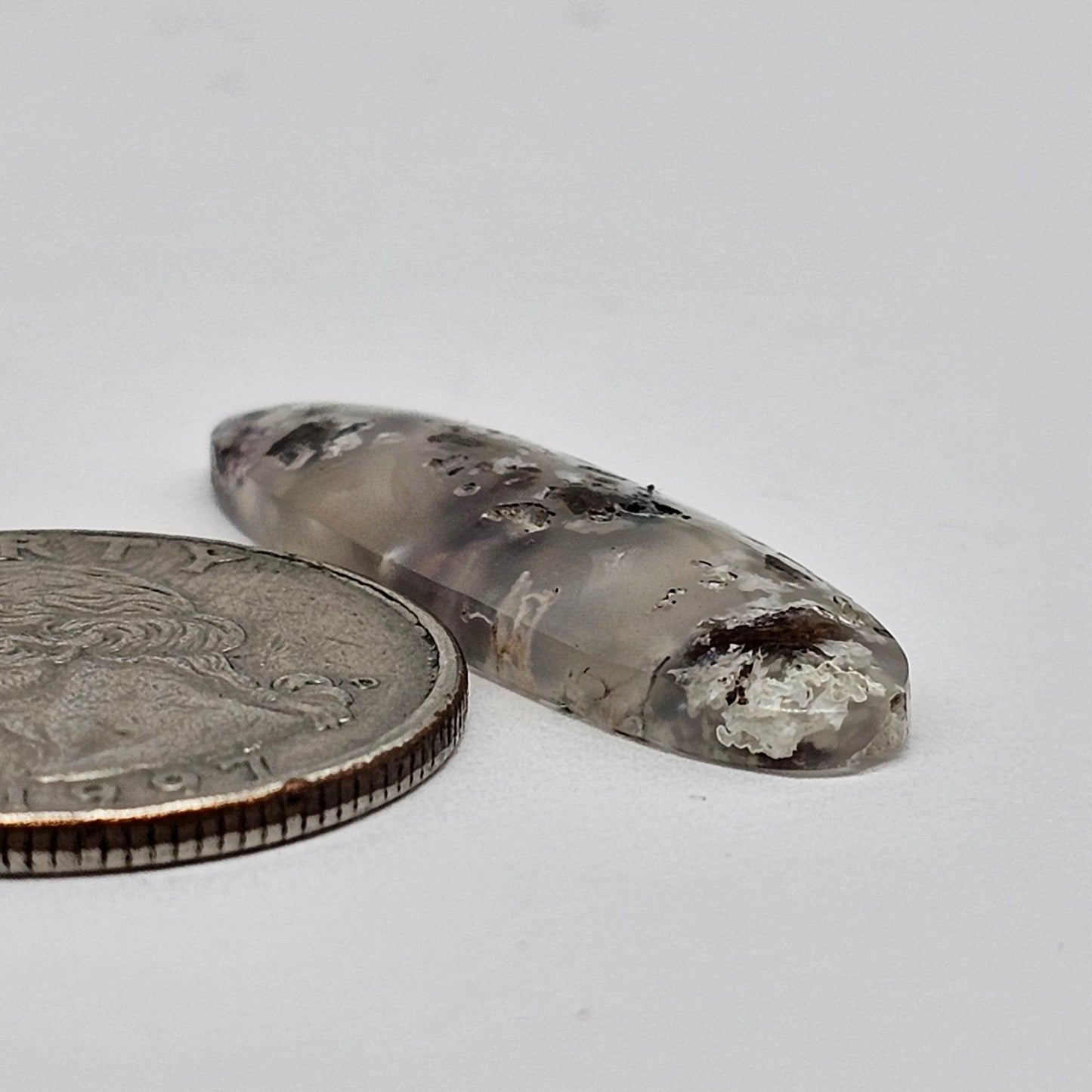 Chalcedony with Native Copper Agate Cabochon