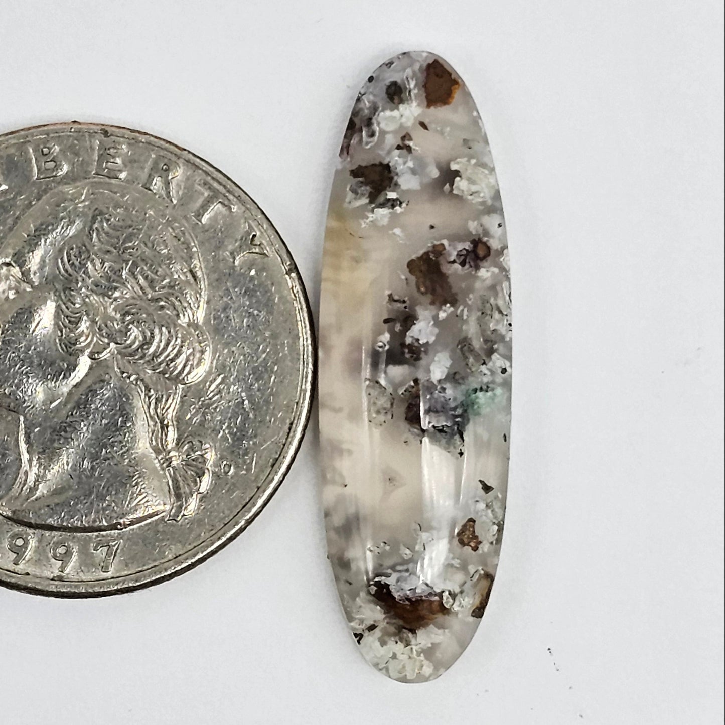 Chalcedony with Native Copper Agate Cabochon