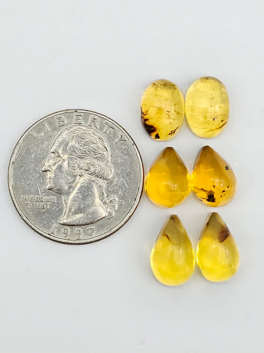 Amber authentic cabochon pair lot