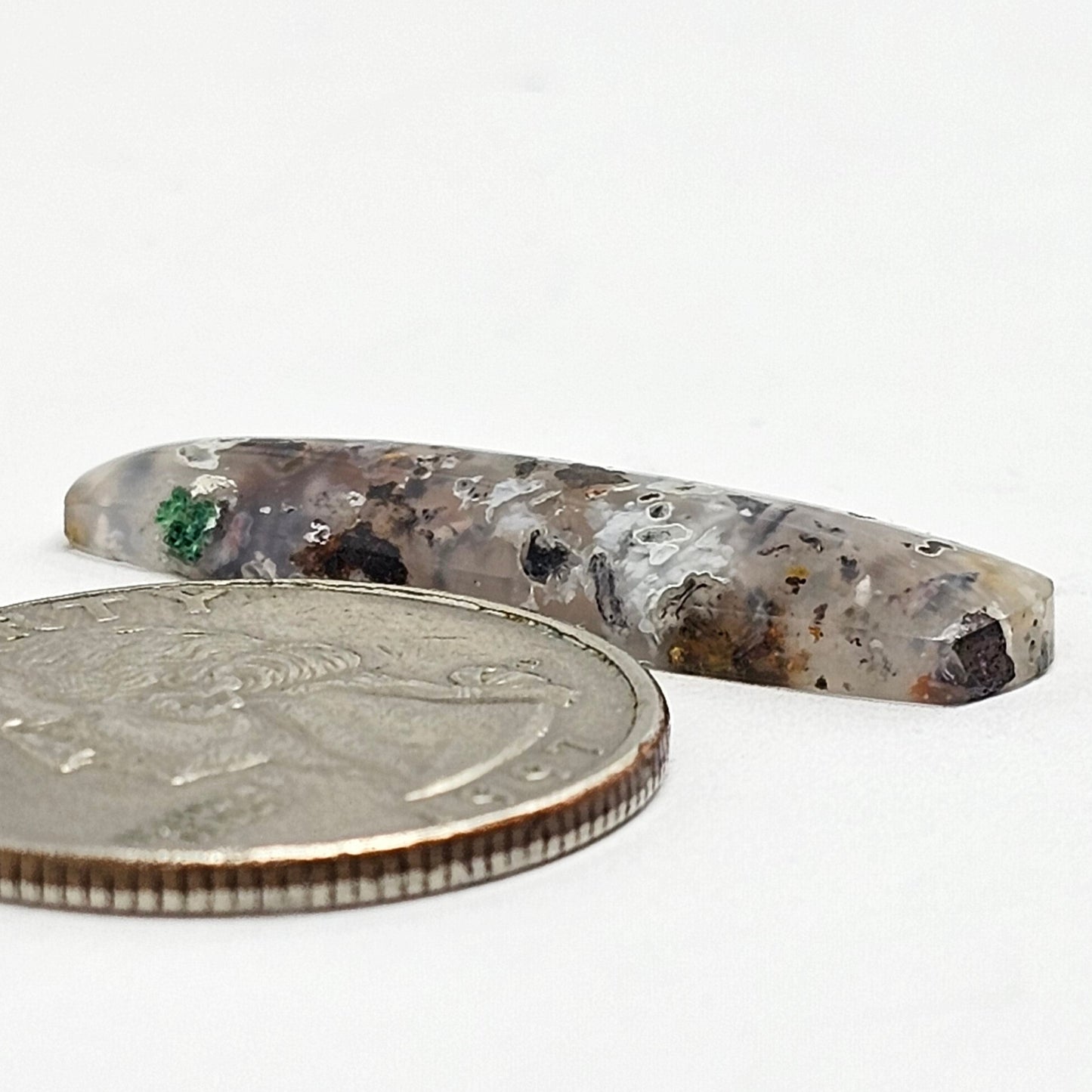 Chalcedony with Native Copper Agate Cabochon