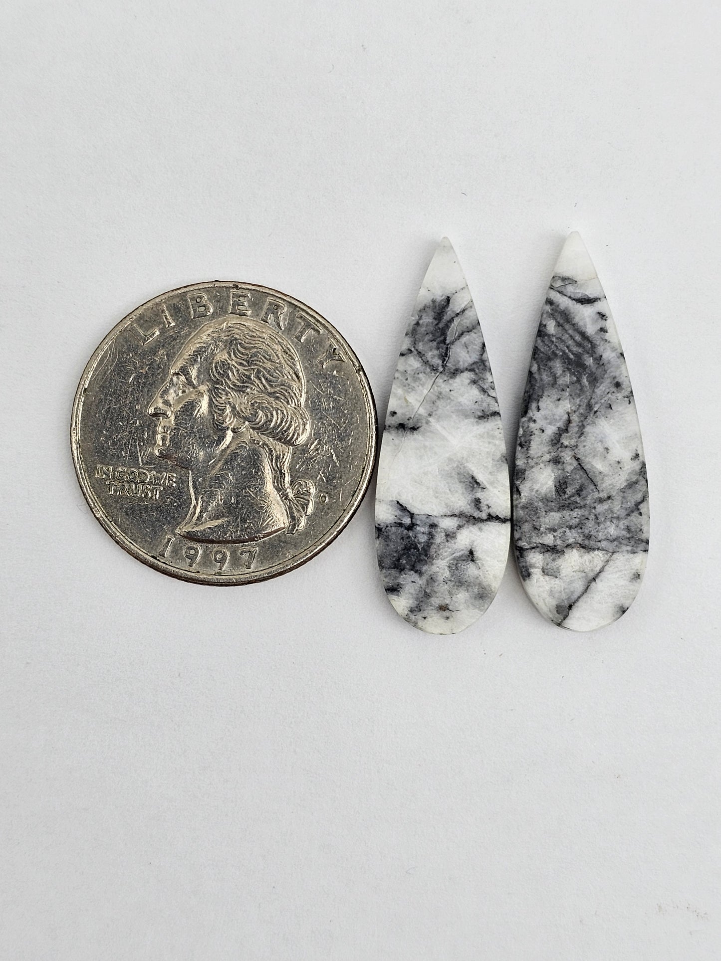 Snow Agate Cabochon Pair