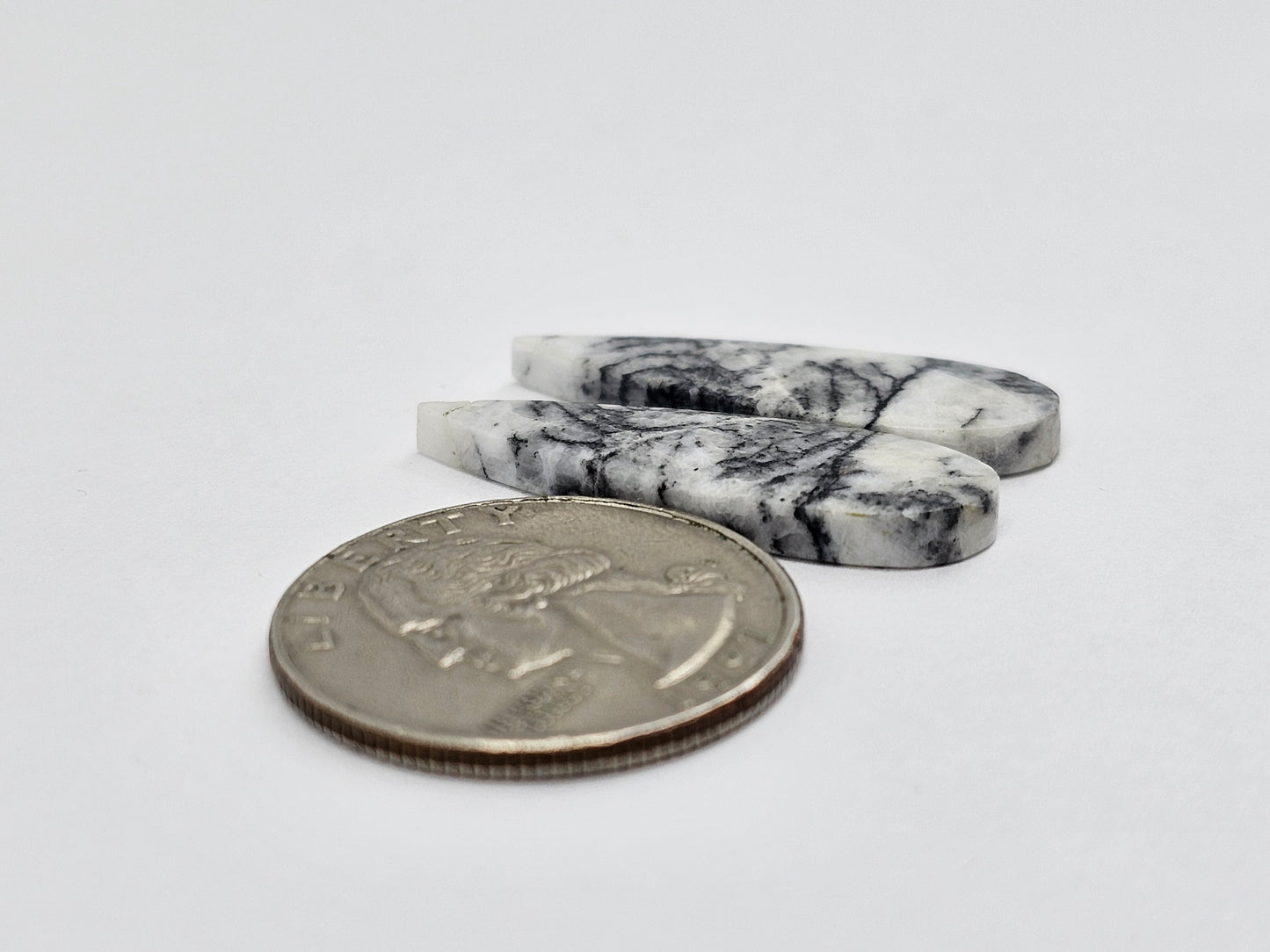 Snow Agate Cabochon Pair