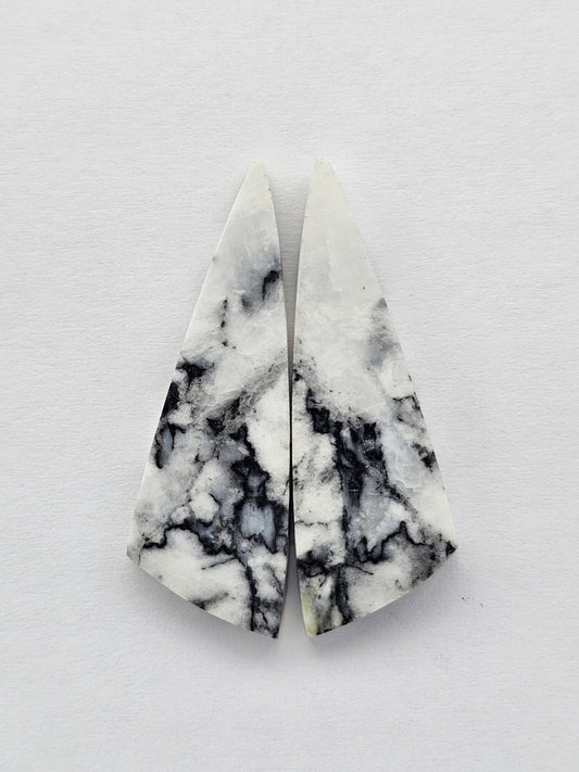 Snow Agate Cabochon Pair