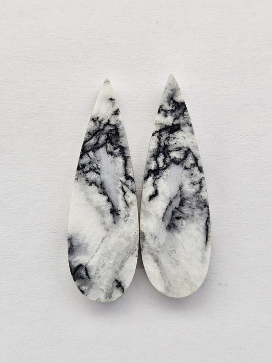 Snow Agate Cabochon Pair