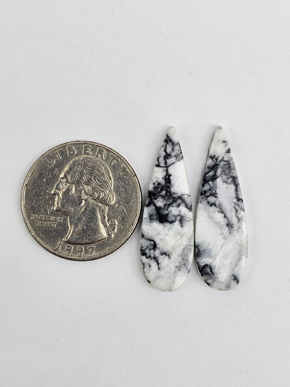 Snow Agate Cabochon Pair