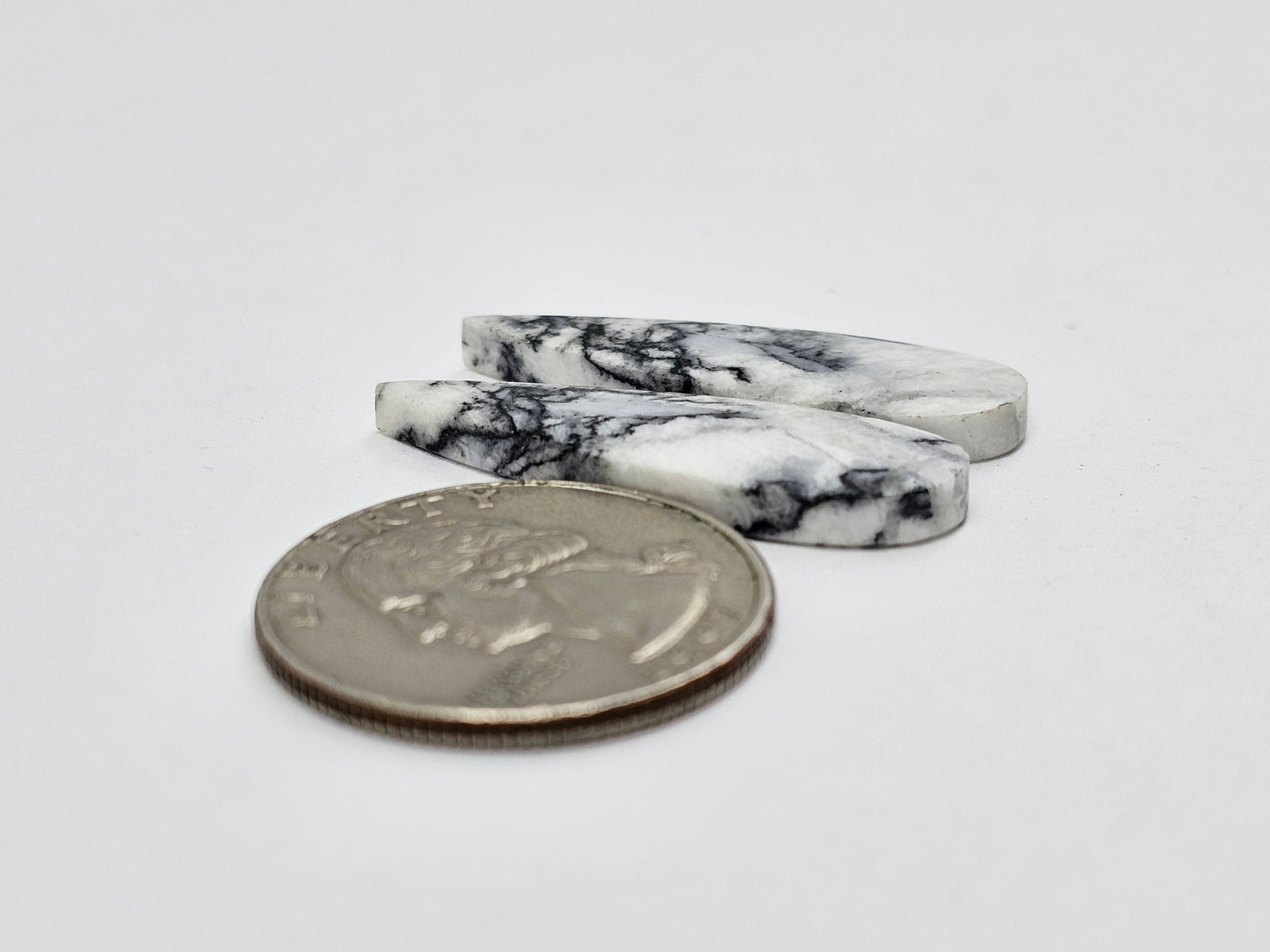 Snow Agate Cabochon Pair