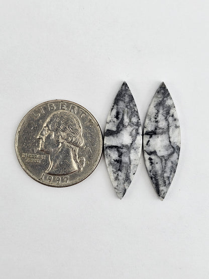 Snow Agate Cabochon Pair