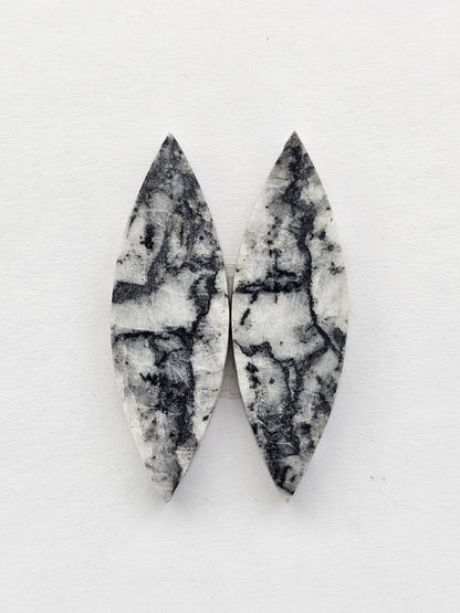 Snow Agate Cabochon Pair