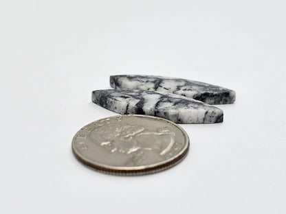 Snow Agate Cabochon Pair
