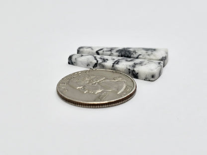 Snow Agate Cabochon Pair