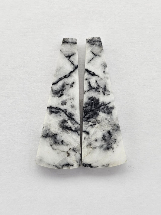 Snow Agate Cabochon Pair