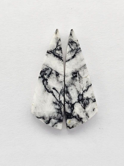 Snow Agate Cabochon Pair