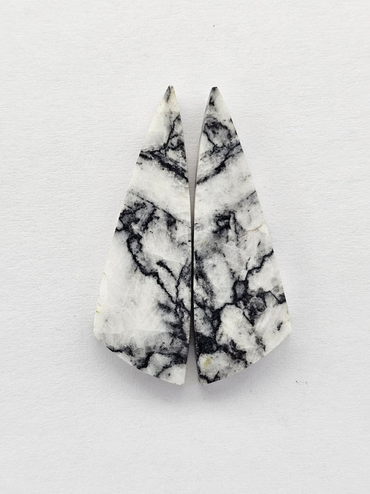 Snow Agate Cabochon Pair