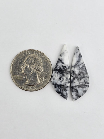 Snow Agate Cabochon Pair