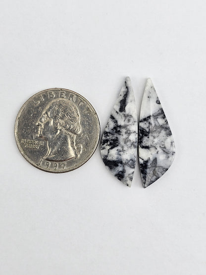 Snow Agate Cabochon Pair
