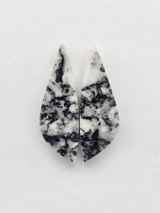 Snow Agate Cabochon Pair