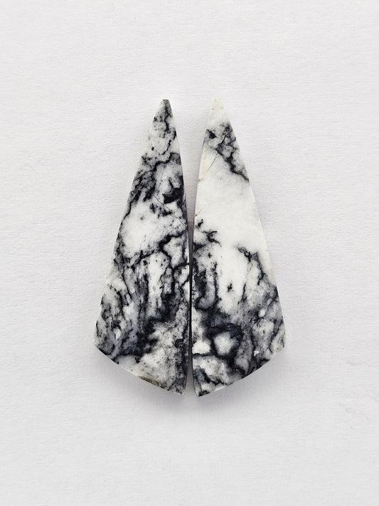Snow Agate Cabochon Pair