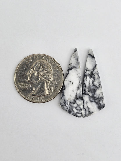 Snow Agate Cabochon Pair