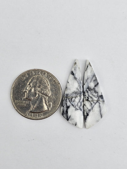 Snow Agate Cabochon Pair