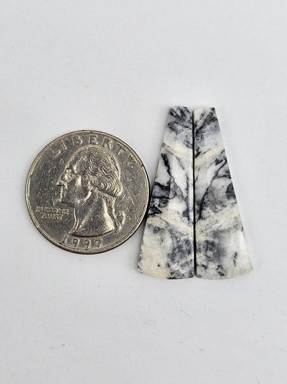Snow Agate Cabochon Pair