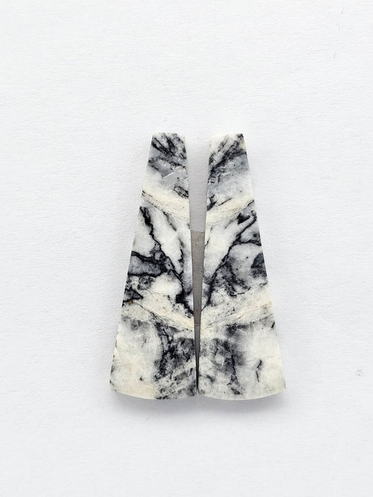 Snow Agate Cabochon Pair