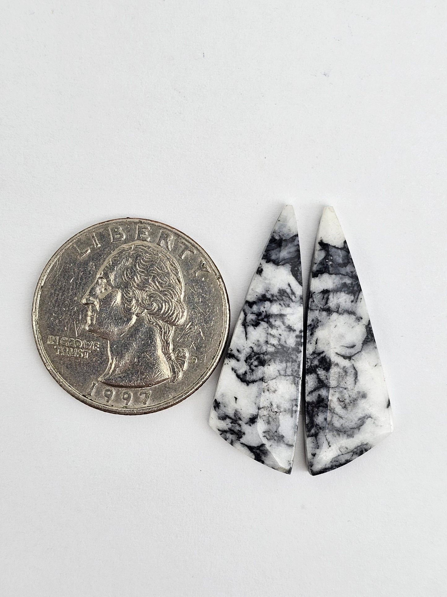 Snow Agate Cabochon Pair