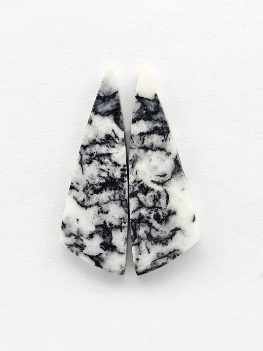 Snow Agate Cabochon Pair