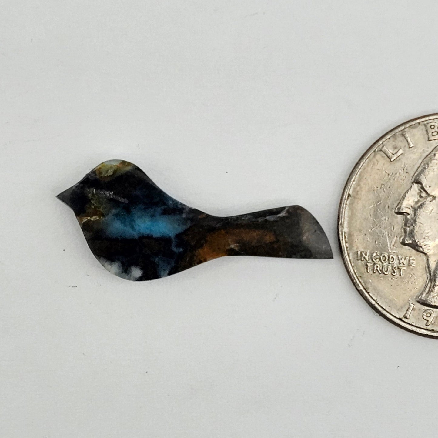 Blue Opalized Wood Bird Cabochon