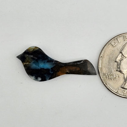 Blue Opalized Wood Bird Cabochon