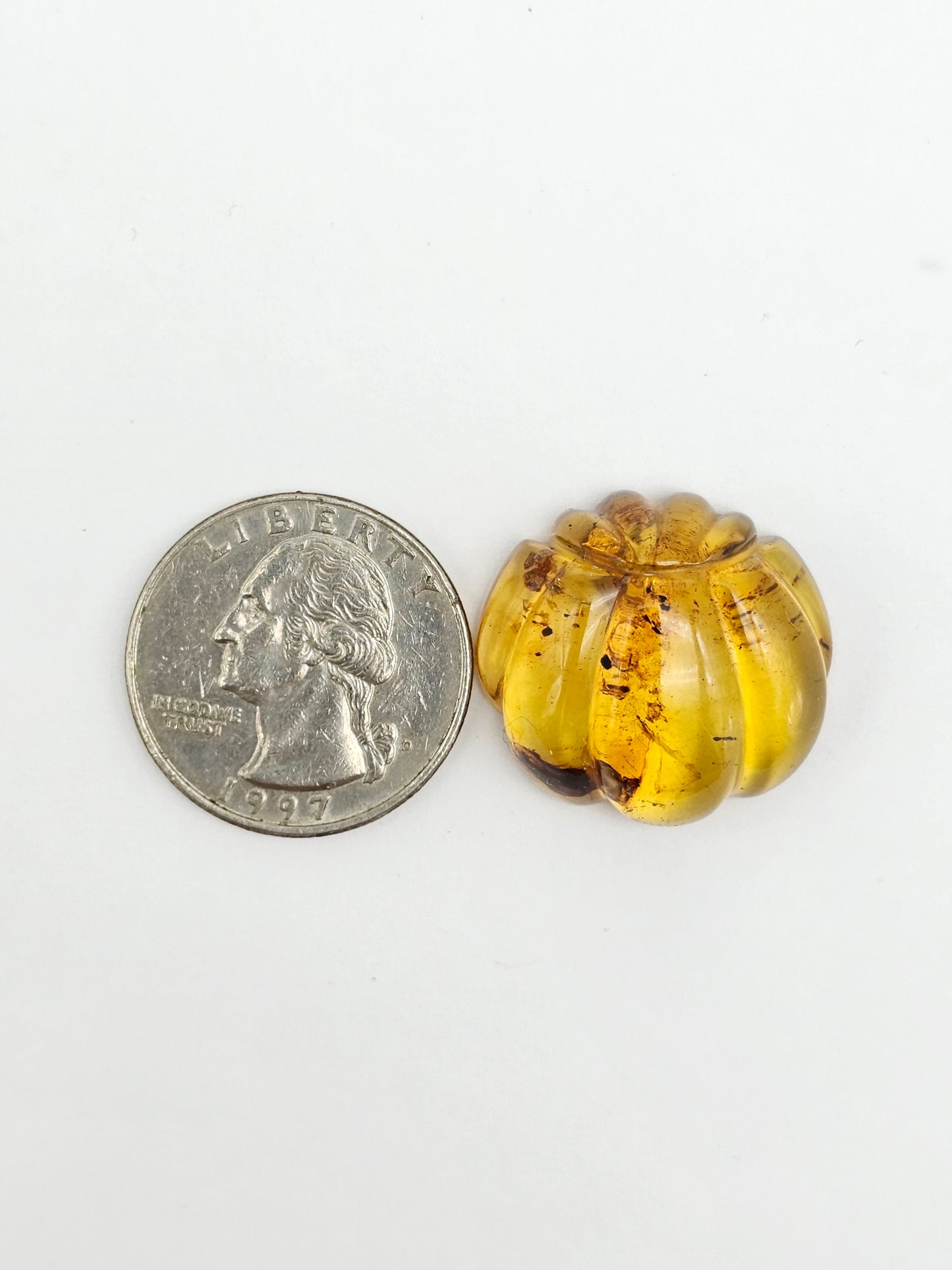 Real Amber Pumpkin with Insect Inclusion