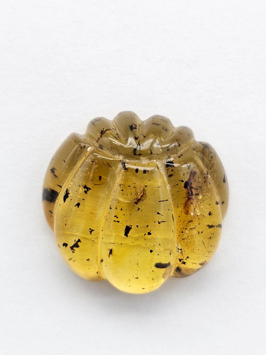 Real Amber Pumpkin with Insect Inclusion