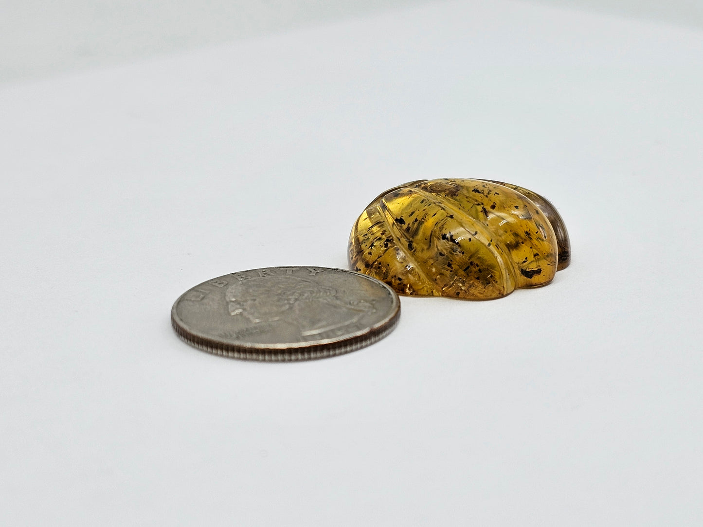 Real Amber Pumpkin with Insect Inclusion