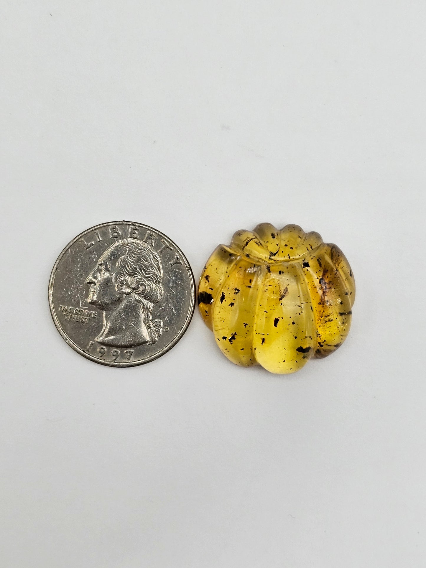 Real Amber Pumpkin with Insect Inclusion