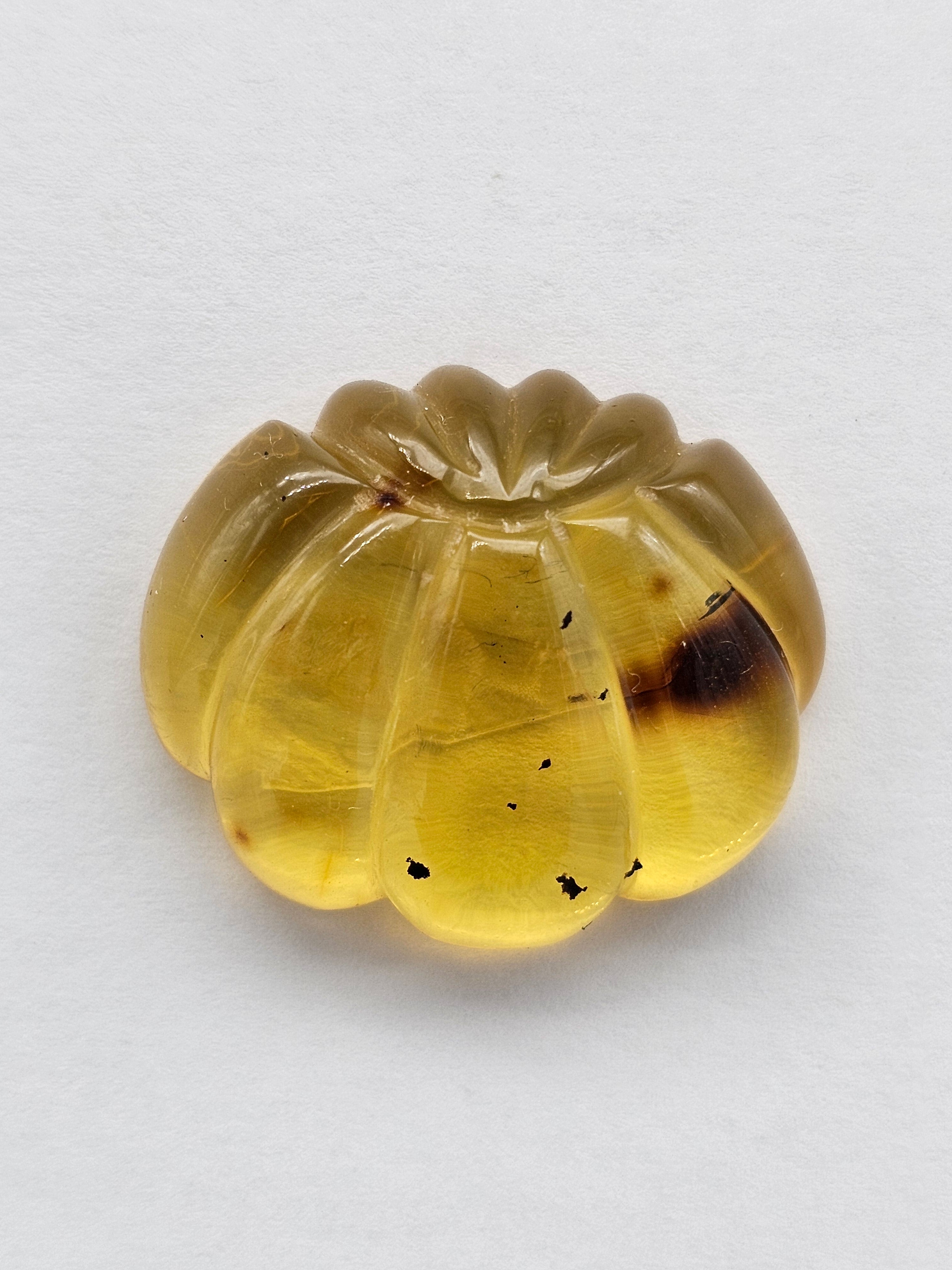 逆鱗-AMBER- 【SOMABITO×LAMPUP】 Amber authentic pumpkin cabochon large – New Stone Age Cabochons