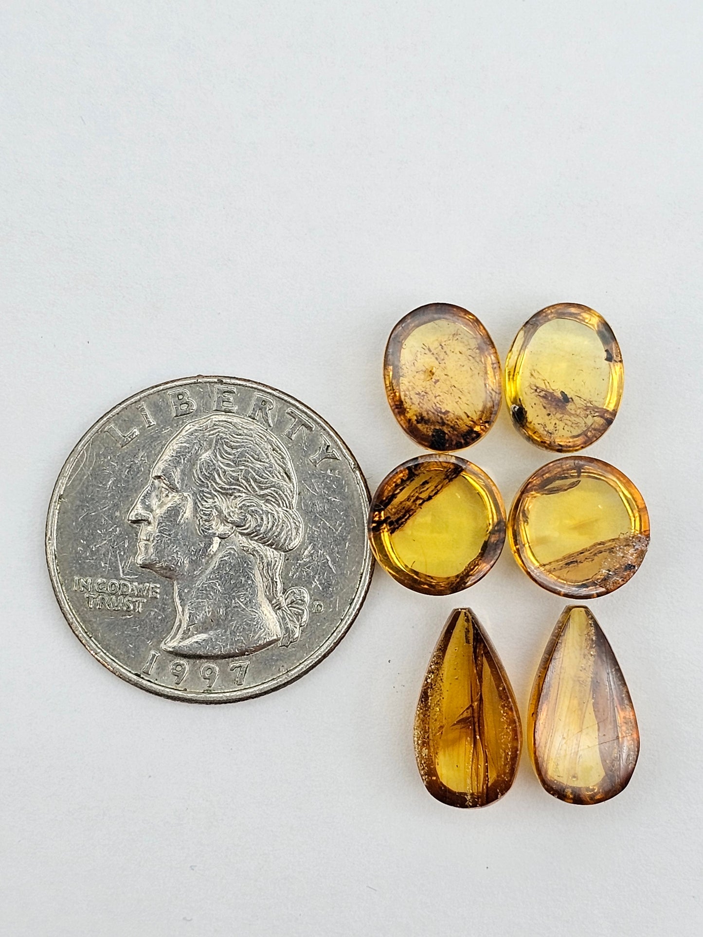 Amber authentic cabochon pair lot