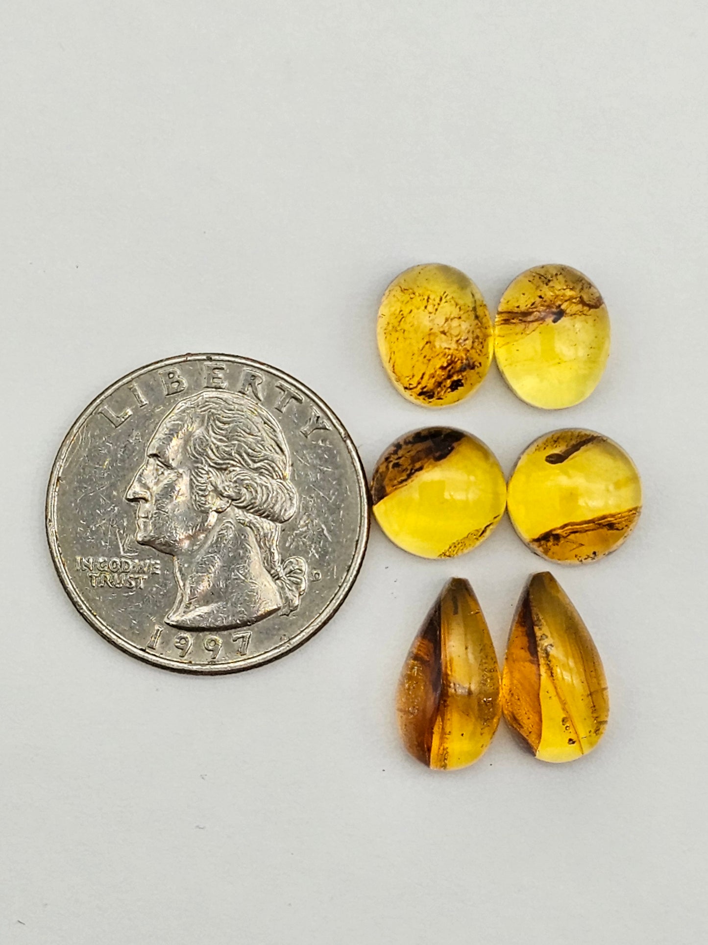 Amber authentic cabochon pair lot