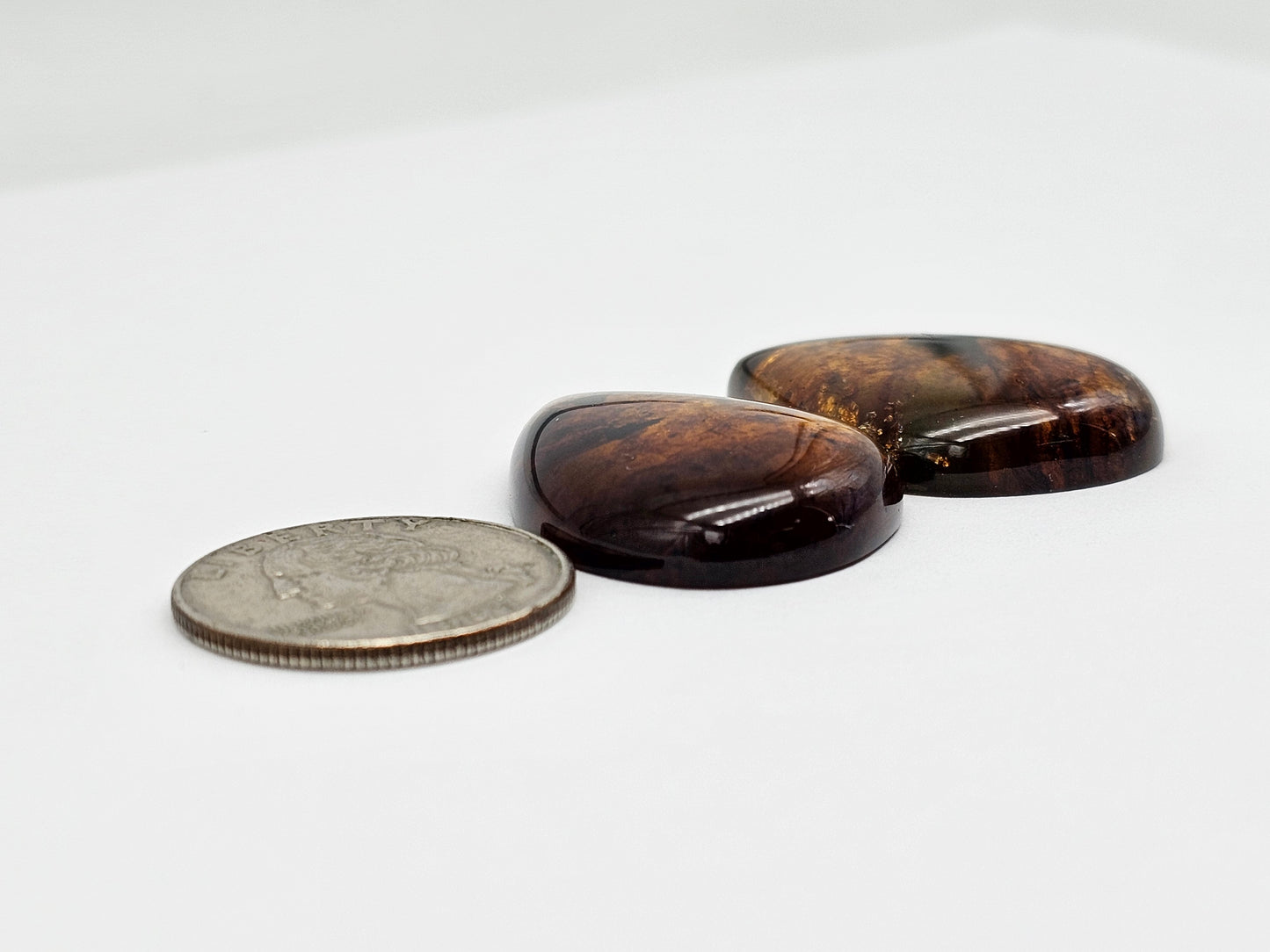 Amber authentic cabochon pair large