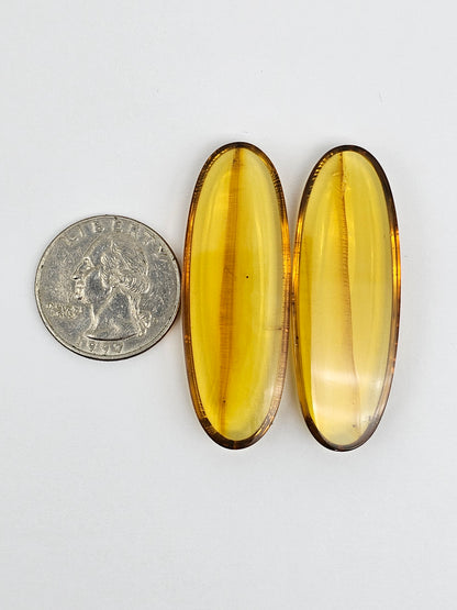 Amber authentic cabochon pair large