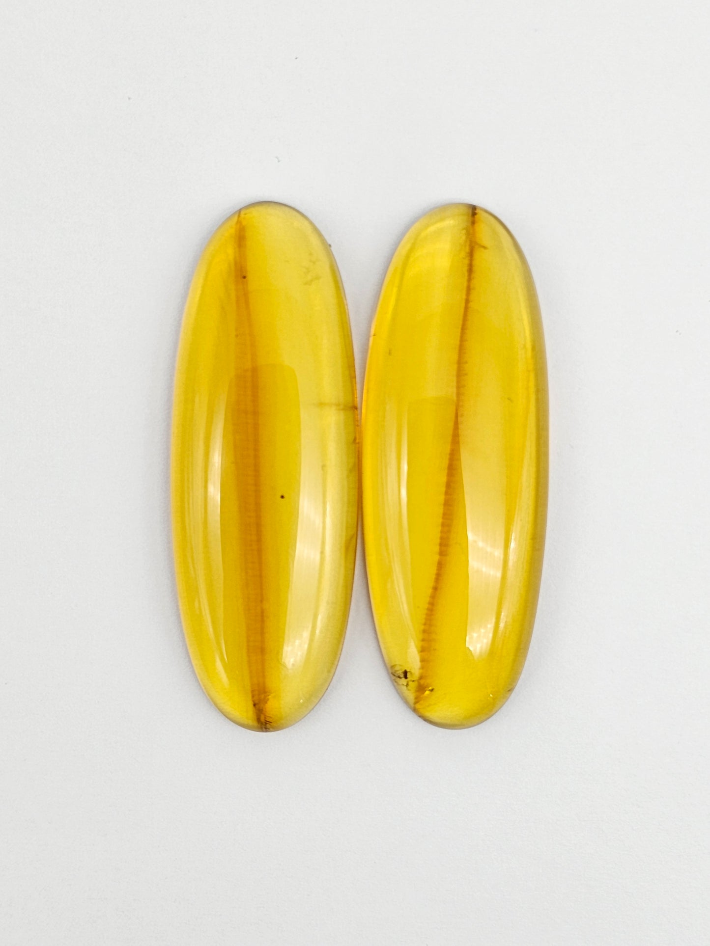 Amber authentic cabochon pair large