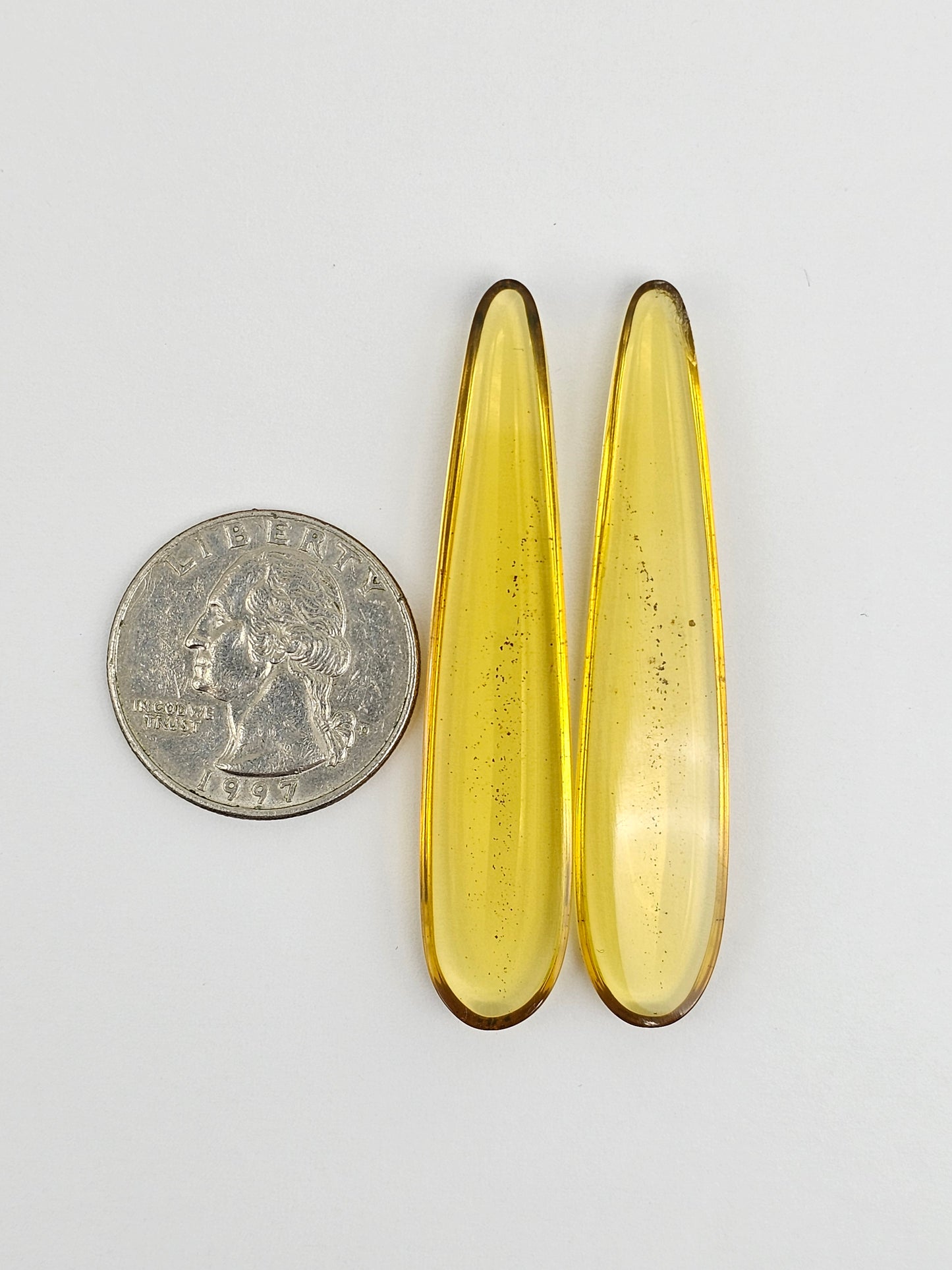 Amber authentic cabochon pair large