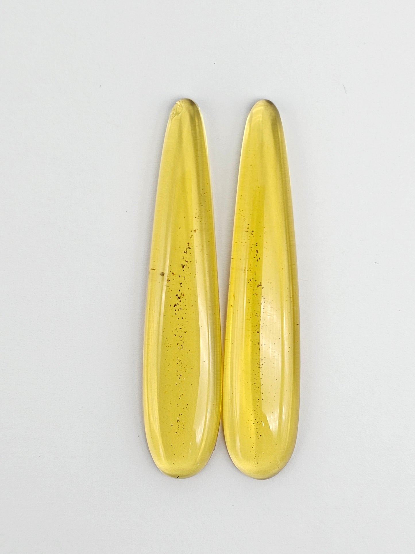 Amber authentic cabochon pair large