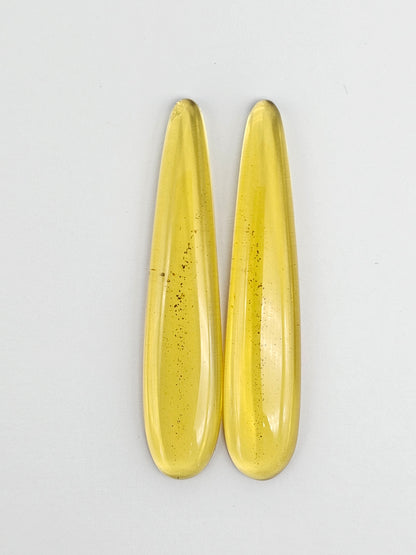 Amber authentic cabochon pair large