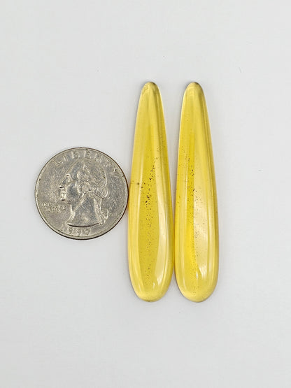 Amber authentic cabochon pair large