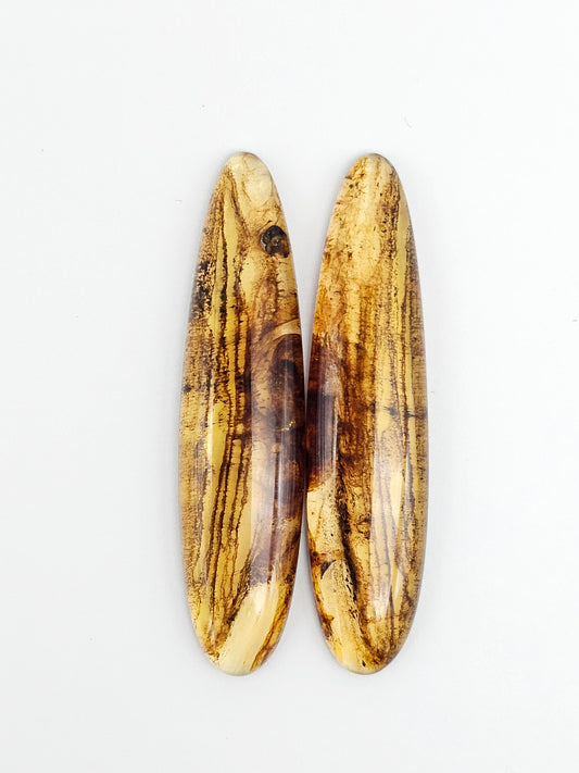 Amber authentic cabochon pair large