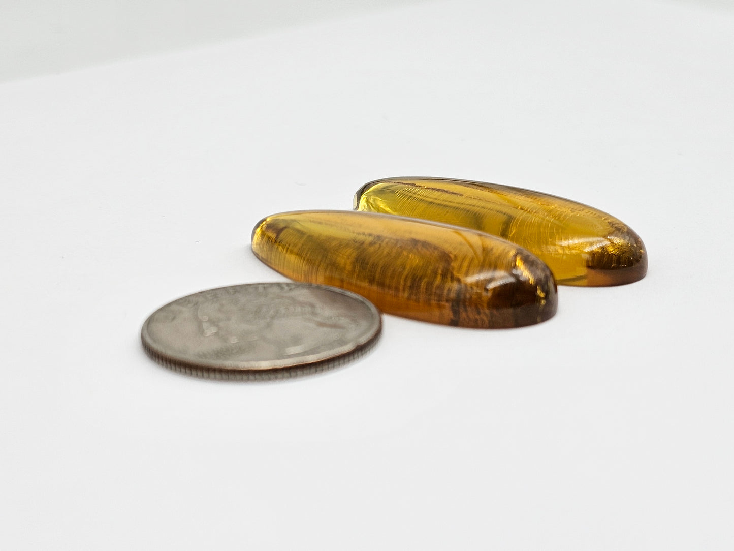 Amber authentic cabochon pair large