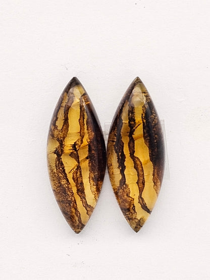 Amber authentic cabochon pair large