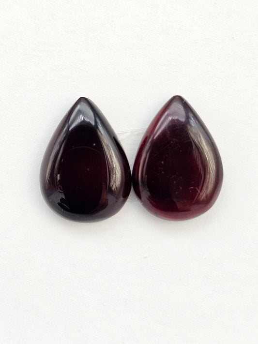 Red Amber Authentic Cabochon Pair