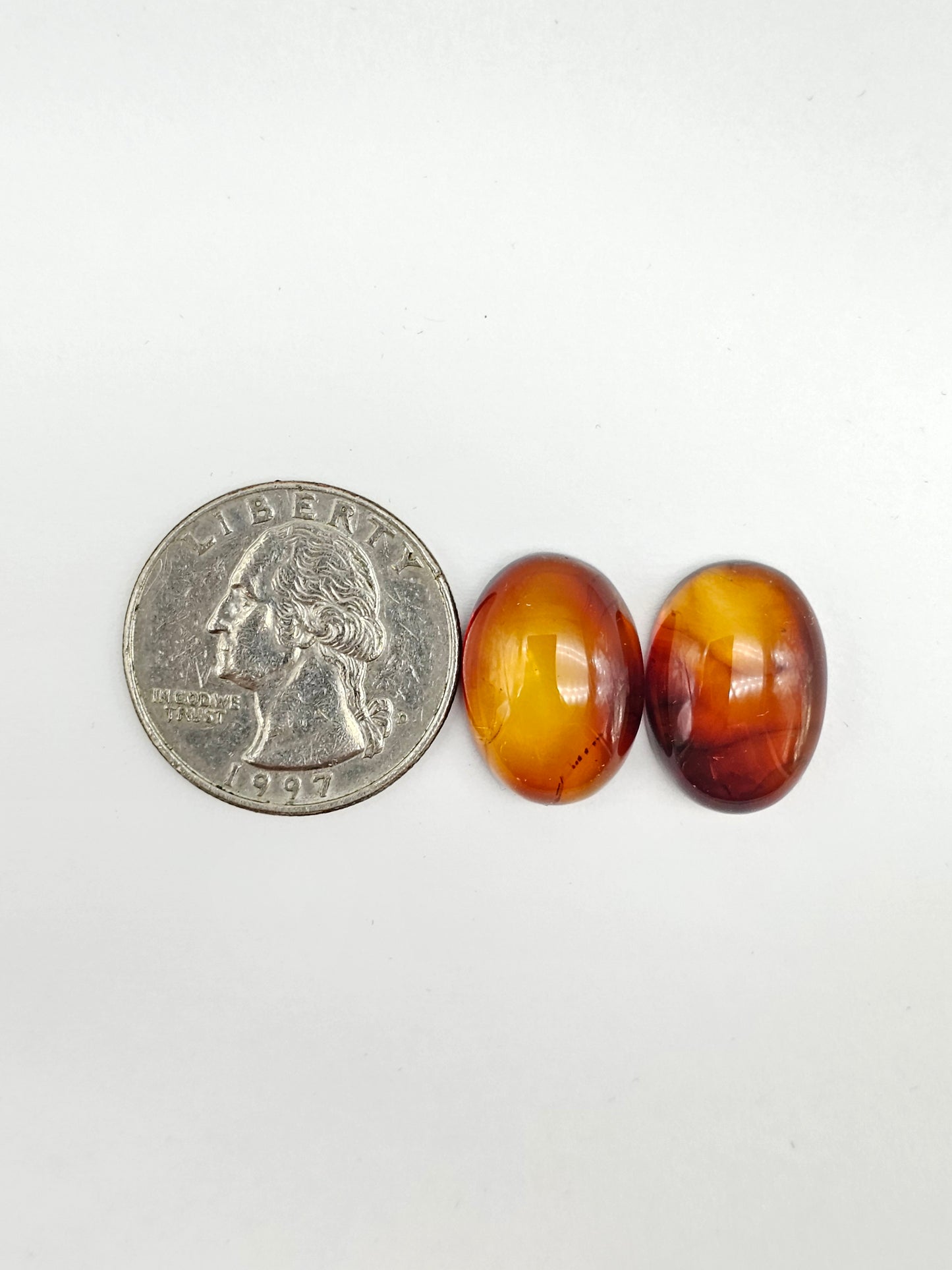 Red Amber Authentic Cabochon Pair