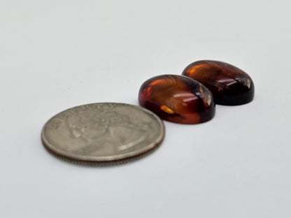 Red Amber Authentic Cabochon Pair